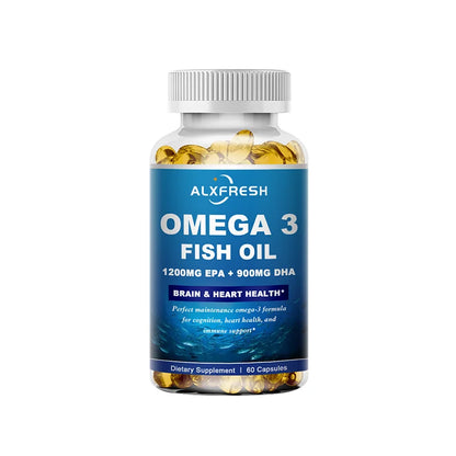 Alxfresh Omega 3 Fish Oil –3600mg High EPA 1300mg DHA 900mg–for Brain , Joint, Bone, Immune System Health Support Supplement
