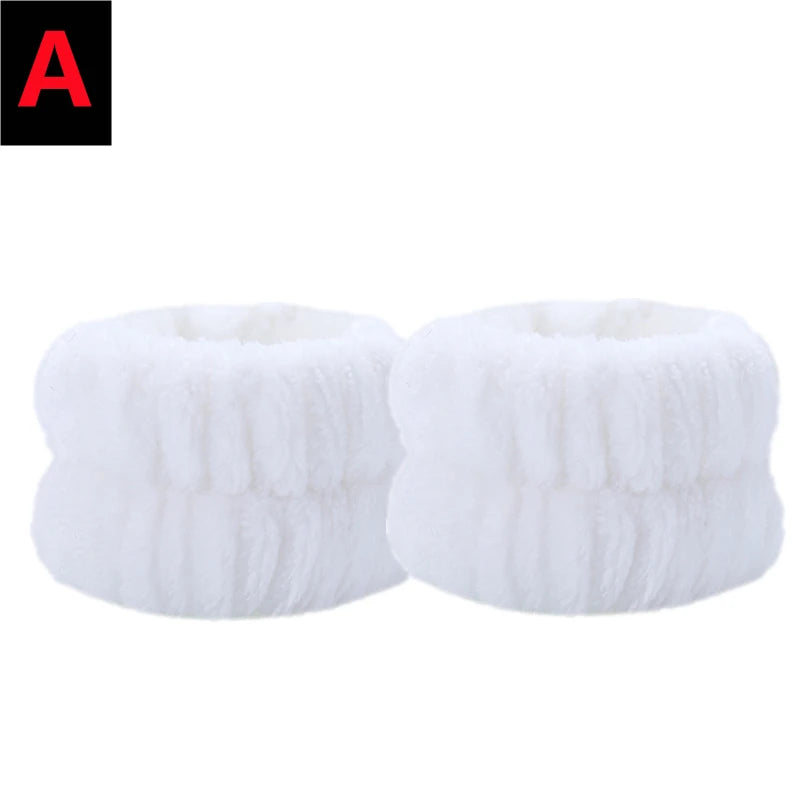 2PCS Reusable Spa Wrist Washband Soft Microfiber Towel Wristbands For Washing Face Women Girl Yoga Running Sport Wrist Sweatband