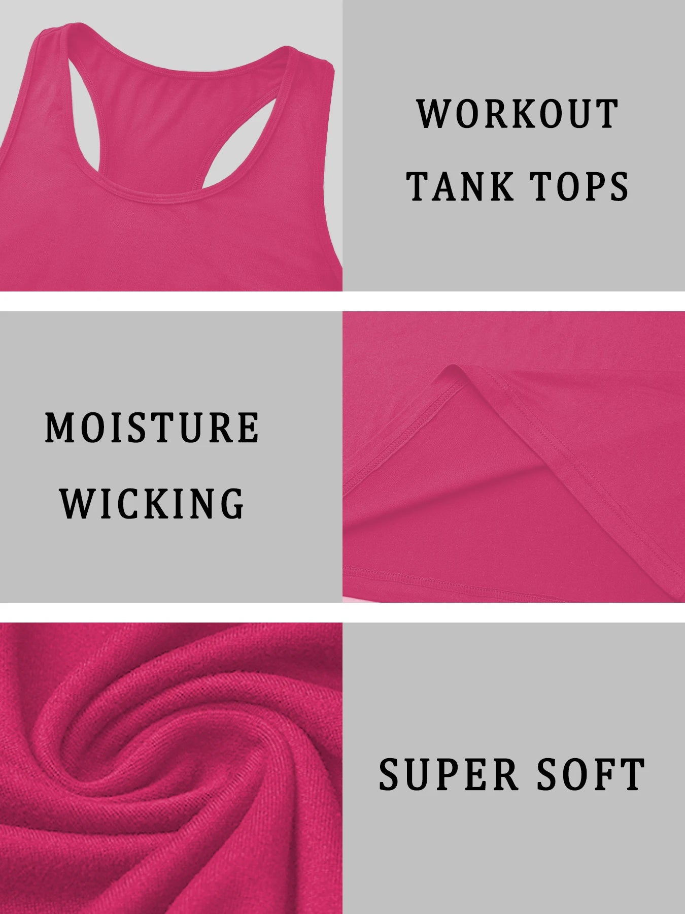 Super Soft Workout Tank Tops for Women, Moisture-Wicking Athletic Racerback Sports Tank Tops for Running Tennis Yoga