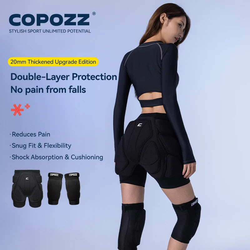 COPOZZ Extreme Sports Ski Skate Snowboard Protection Skiing Protector Knee Pads Skating Protective Hip Padded Shorts Pants S-XL