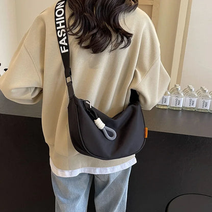 Fashion Crossbody Bag Simple Wide Shoulder Strap Design Single Shoulder Bag Original Style Commuting Dumpling Women Bag