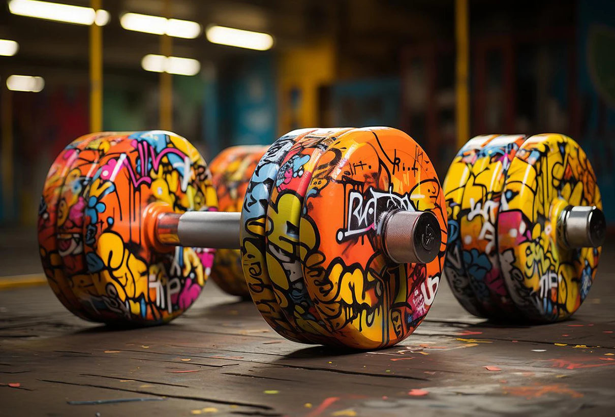 Graffiti Barbell Girl with Dumbbells Canvas Painting Print Sport  Bodybuilding Motivational Poster Wall Art Fitness Gym Decor