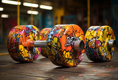 Graffiti Barbell Girl with Dumbbells Canvas Painting Print Sport  Bodybuilding Motivational Poster Wall Art Fitness Gym Decor