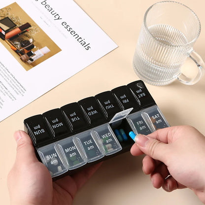 7Days a Week Pill Organizer Morning and Night Pill Holder Storage Box Splitter Travel Medicine Organizer Portable Medicine Boxes