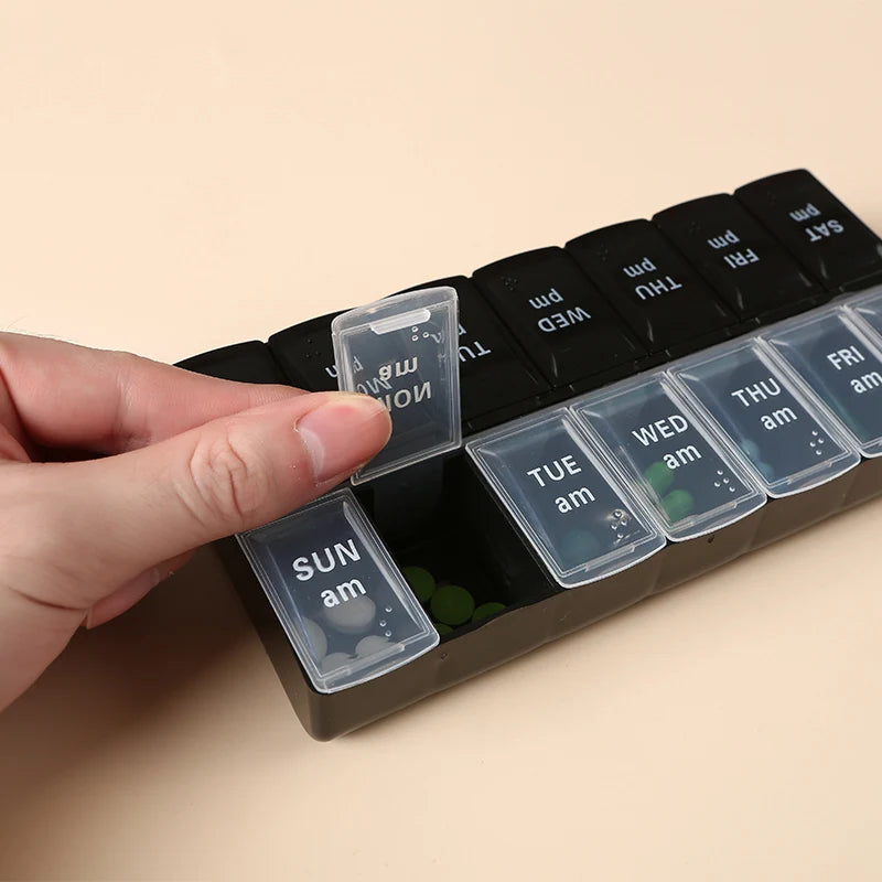 7Days a Week Pill Organizer Morning and Night Pill Holder Storage Box Splitter Travel Medicine Organizer Portable Medicine Boxes
