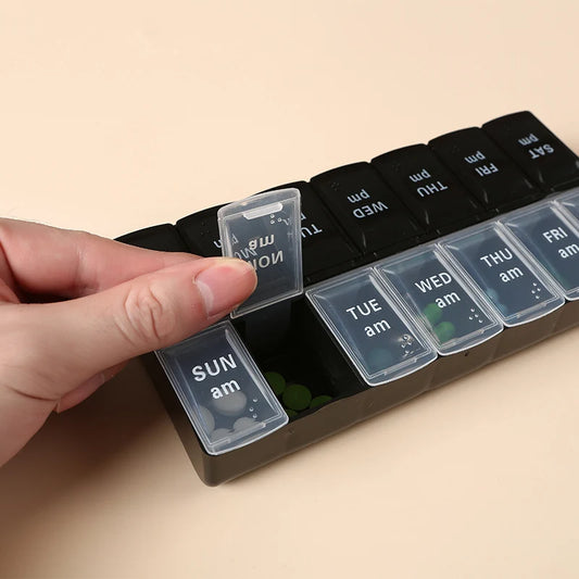 7Days a Week Pill Organizer Morning and Night Pill Holder Storage Box Splitter Travel Medicine Organizer Portable Medicine Boxes