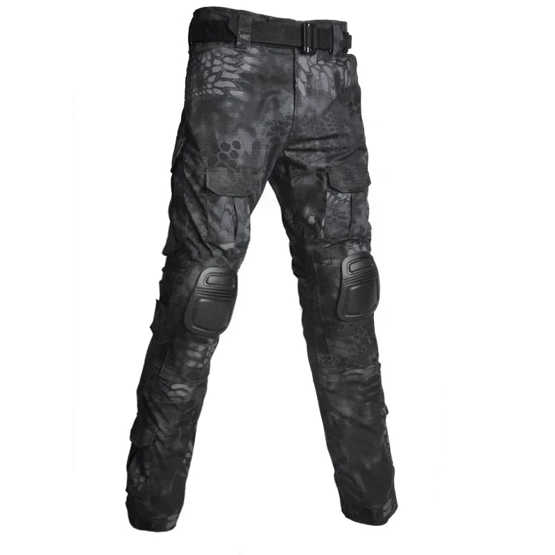 Camouflage Tactical Uniform Hunting Shirts Pants with Elbow Knee Pads Outdoor Hiking Training Frog Sets Clothing Ghillie Suits