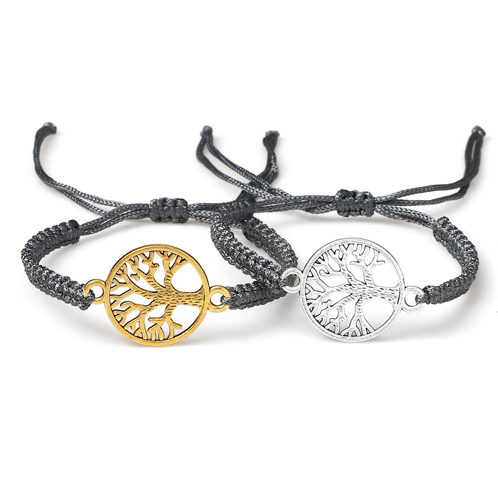 Lucky Red String Braid Bracelets Classic Retro Alloy The Tree of Life Handmade Men Women Kid Wristband Yoga Jewelry Gift Bangles