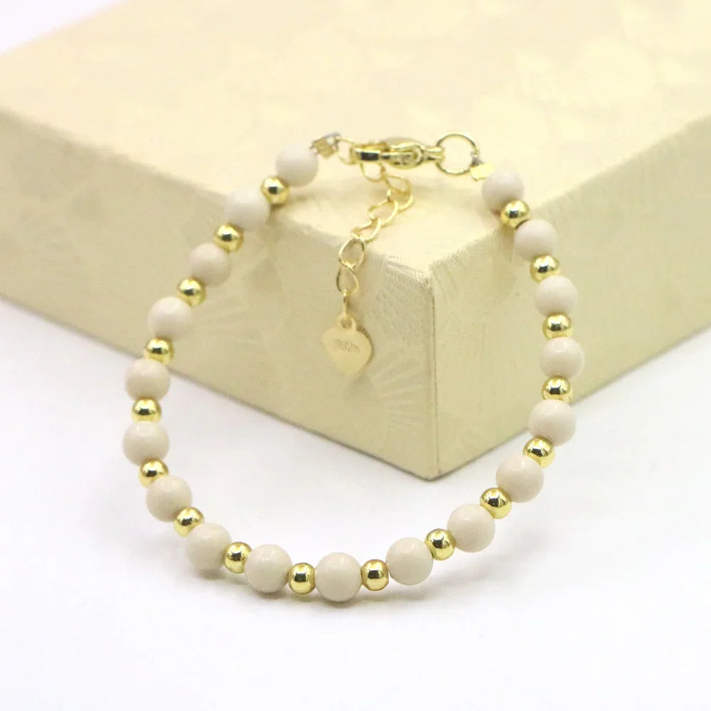 Fashion Lovely Baby Baptism Bracelet Natural Stone Crystal Lobster Clasp Parts Yoga Christmas Wedding Girls Gift Jewelry Charm