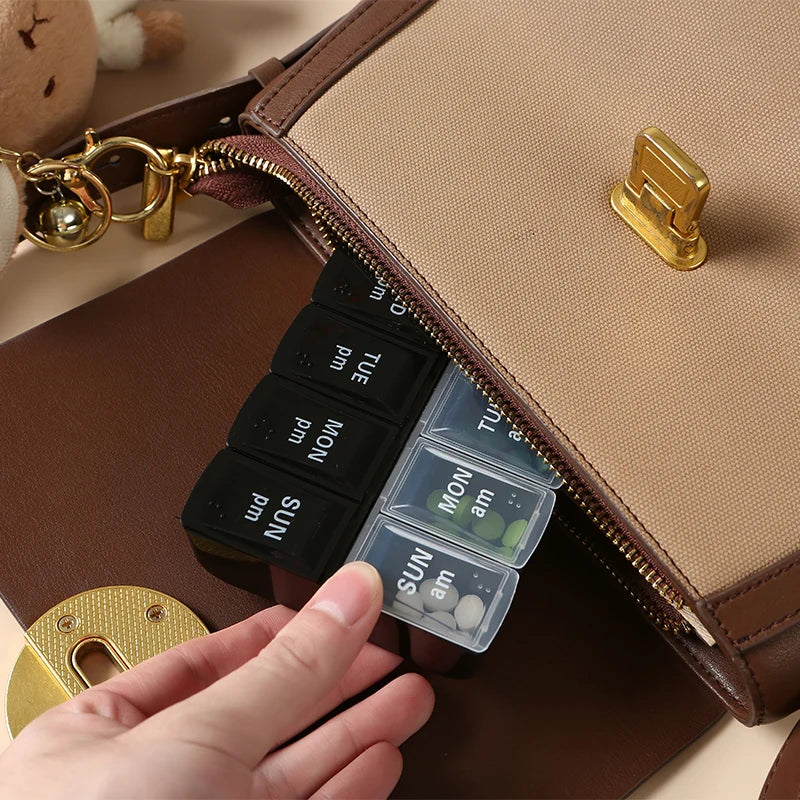 7Days a Week Pill Organizer Morning and Night Pill Holder Storage Box Splitter Travel Medicine Organizer Portable Medicine Boxes