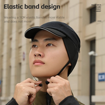WEST BIKING Winter Cycling Cap With Brim Windproof Warm Sports Cap High Elastic Fleece Hiking Running Hat Cycling Equipment
