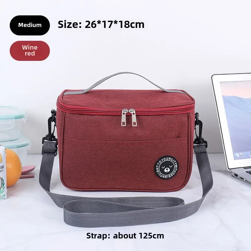 Portable Lunch Bag Food Thermal Box Waterproof Office Cooler Lunchbox With Shoulder Strap Insulated Case Essential for picnics