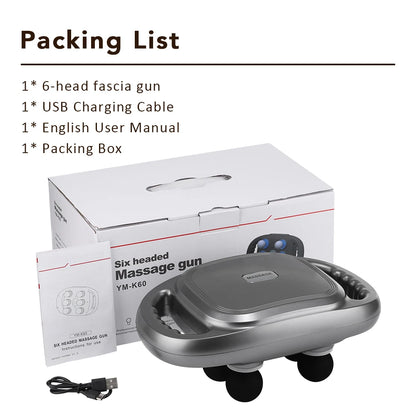 Six Heads Fascia Gun High Frequency Deep Tissue Vibration Muscle Relaxation Neck Waist Massage Professional Fitness Exercise