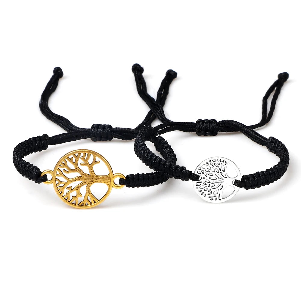 Lucky Red String Braid Bracelets Classic Retro Alloy The Tree of Life Handmade Men Women Kid Wristband Yoga Jewelry Gift Bangles