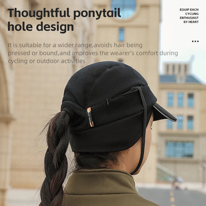 WEST BIKING Winter Cycling Cap With Brim Windproof Warm Sports Cap High Elastic Fleece Hiking Running Hat Cycling Equipment
