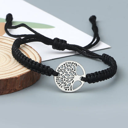Lucky Red String Braid Bracelets Classic Retro Alloy The Tree of Life Handmade Men Women Kid Wristband Yoga Jewelry Gift Bangles