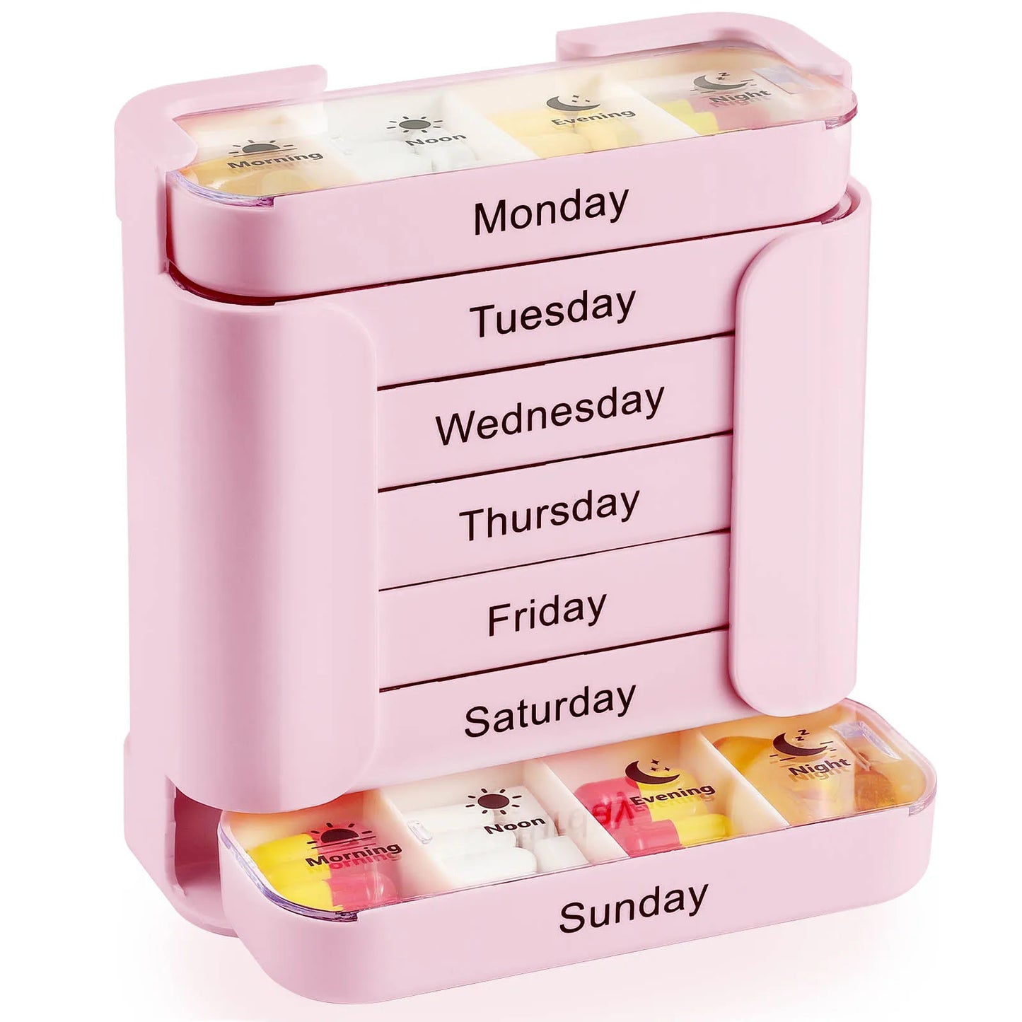 7-Day Medication Organizer, Weekly Pill Organizer, Portable Medicine Box Square, Convenient 28-Grid Drawer Medicine Case