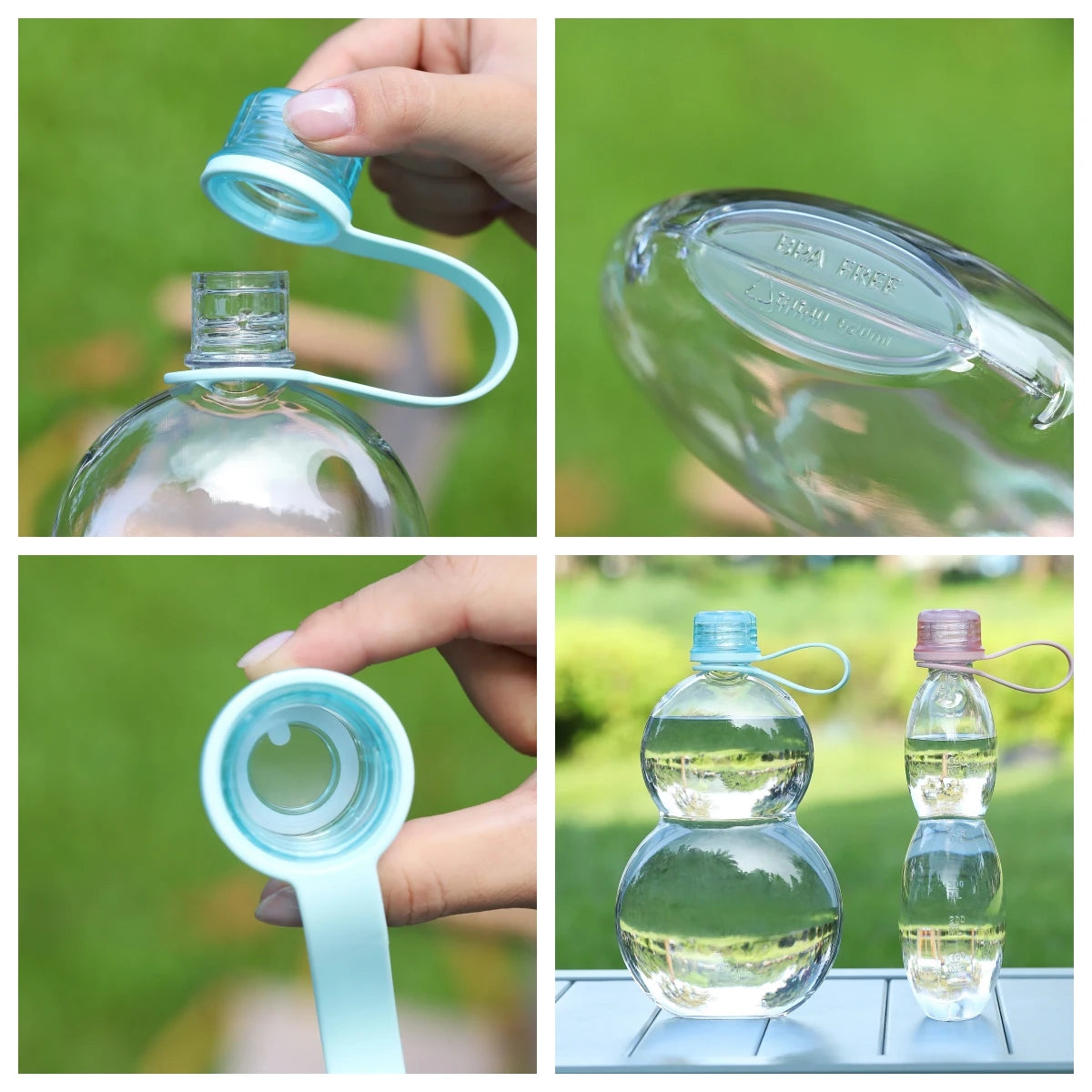 1PC 460ml Retro Gourd Shaped Sports Water Bottle Leak Proof Tritan Plastic Cup for Gym Outdoor Travel Cycling And Daily Use