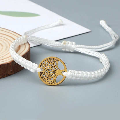 Lucky Red String Braid Bracelets Classic Retro Alloy The Tree of Life Handmade Men Women Kid Wristband Yoga Jewelry Gift Bangles