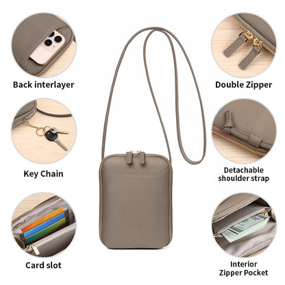 Girl's Leather Crossbody Wallet with Front Pocket and Adjustable Shoulder Strap – Perfect for Concerts, Festivals, and Sports Ev