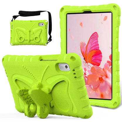 For Lenovo Tab M9 Case Butterfly Kickstand EVA Tablet Cover with Shoulder Strap - Mint Green