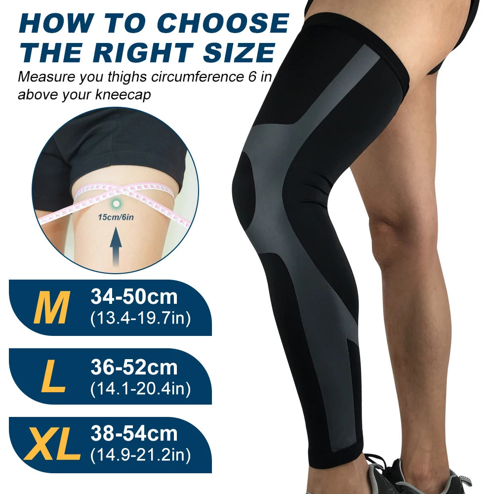 1 PCS Full Leg Compression Sleeve Knee Pads Cycling Leg Warmers Long Leg Sleeves Cycling Bicycle MTB Riding Legwarmers Men Women