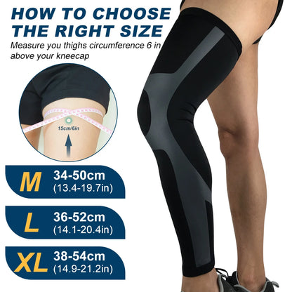 1 PCS Full Leg Compression Sleeve Knee Pads Cycling Leg Warmers Long Leg Sleeves Cycling Bicycle MTB Riding Legwarmers Men Women