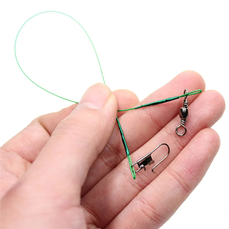 Anti Bite Steel Fishing Line Steel Wire Leader With Swivel Fishing Accessory Lead Core Leash Fishing Wire 15cm 20cm  30cm