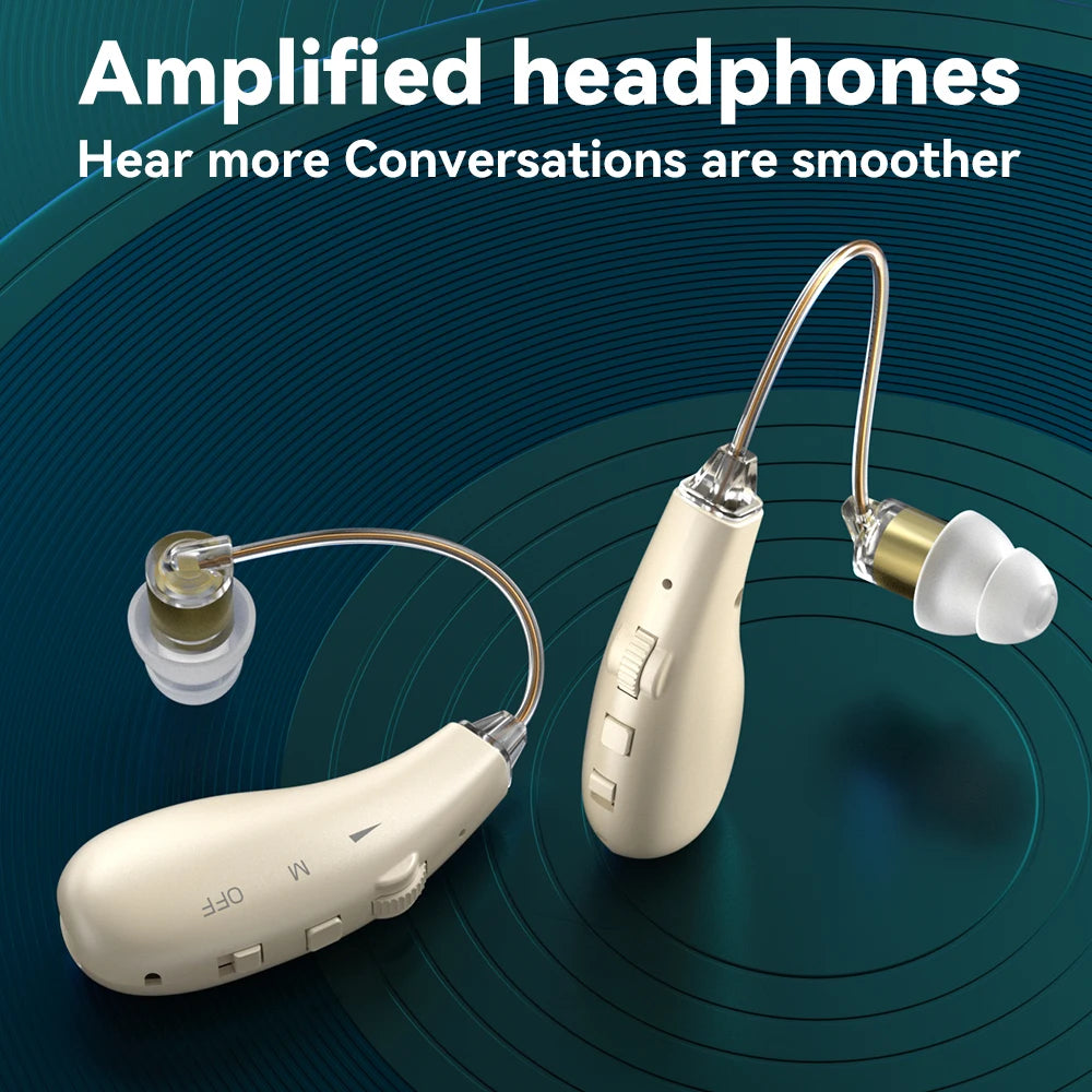 Rechargeable Over-the-Ear Hearing Aid Headphones for the Elderly with Noise Reduction and Affordable Pricing