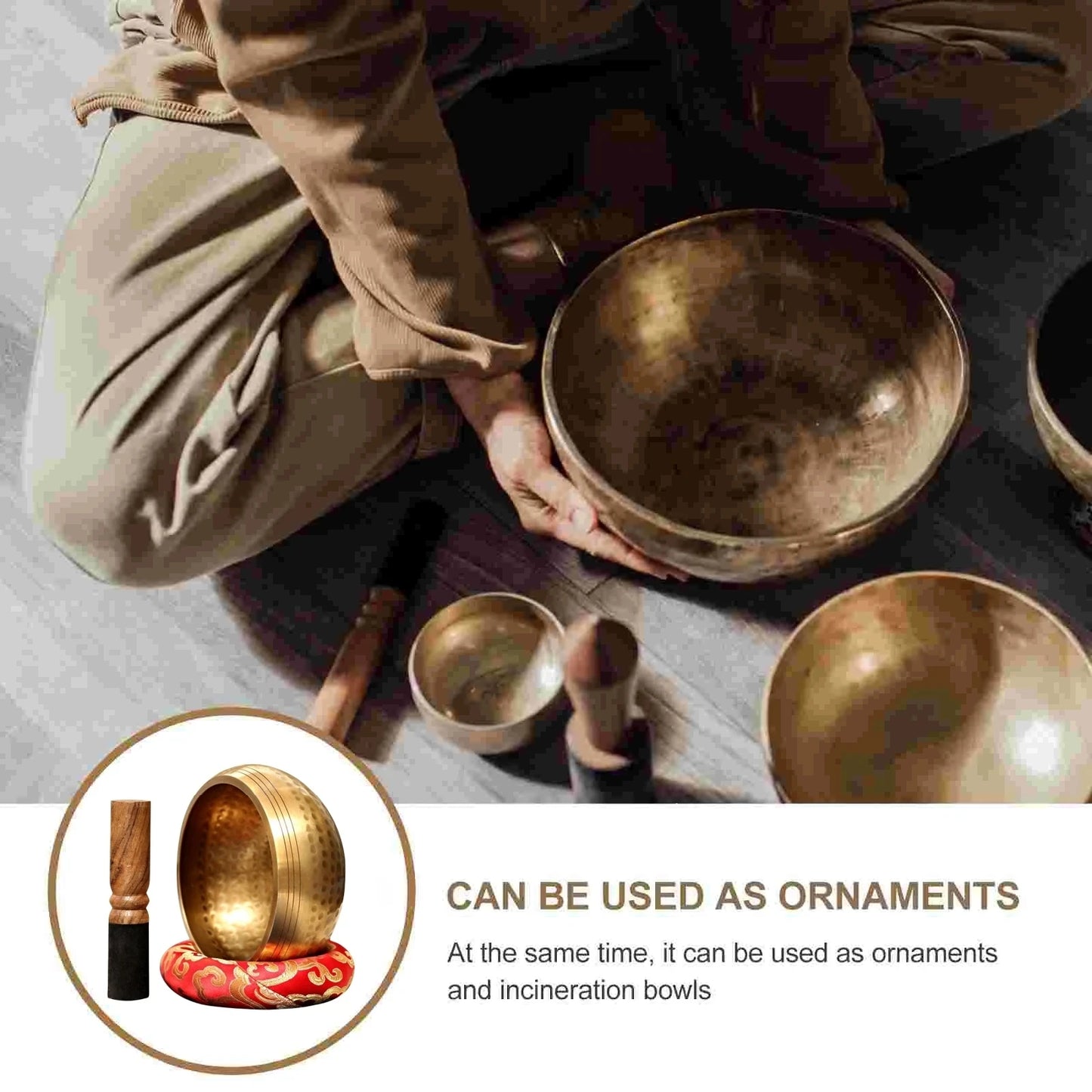 Miwayer Copper Sing Bowl Nepal Tibet Handmade for Religious Sound Therapy Music Yoga Buddha Bowl Chanting Healing Tool