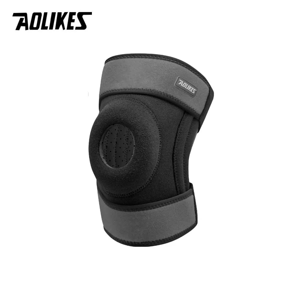 AOLIKES 1PCS Sports Knee Pads Four Springs Support Breathable Knee Brace with Side Stabilizers Patella Protector Gel Pads