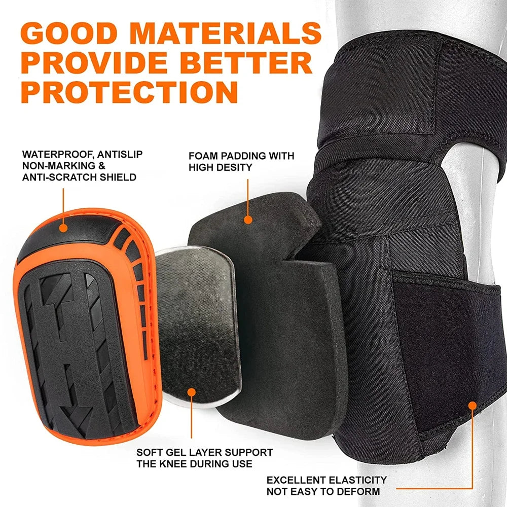 2PCS Heavy Duty Knee Pads for Construction - Double Gel Cushion,Thick Foam & Adjustable Non-Slip Straps- Work Pads for Men/Women