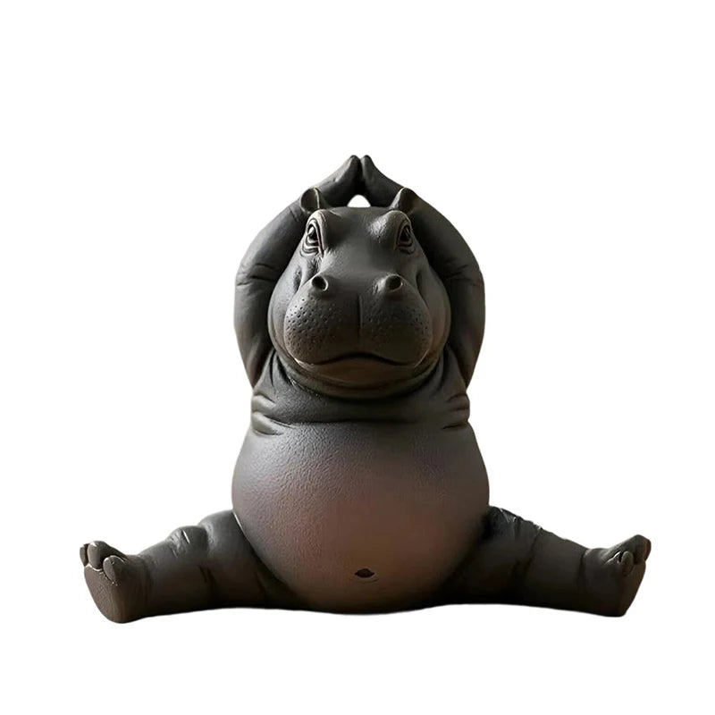 Yoga Master Hippo Statue Handcrafted Resin Hippopotamus Figurine Hippo Figurine Yoga Statue Meditation Hippopotamus For Home