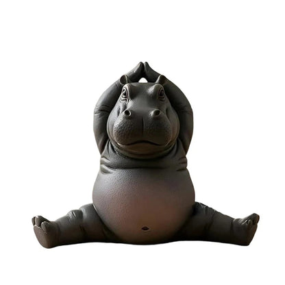 Yoga Master Hippo Statue Handcrafted Resin Hippopotamus Figurine Hippo Figurine Yoga Statue Meditation Hippopotamus For Home