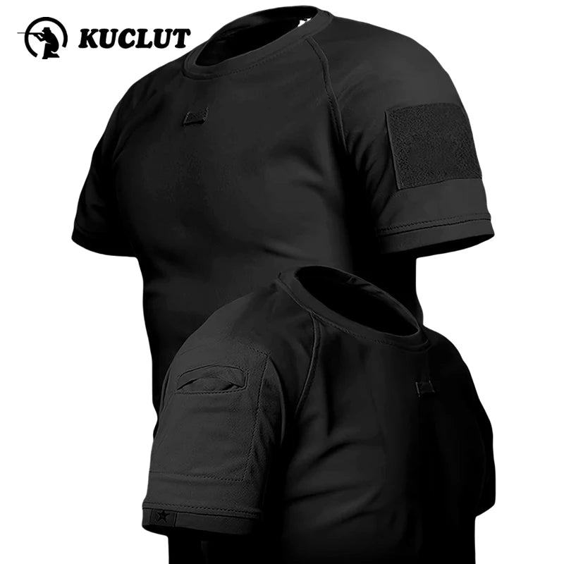 Outdoor Quick Drying T-shirt Men Special Forces Breathable Elastic Quick Drying T-shirt Tactical Round Neck Short Sleeve Top