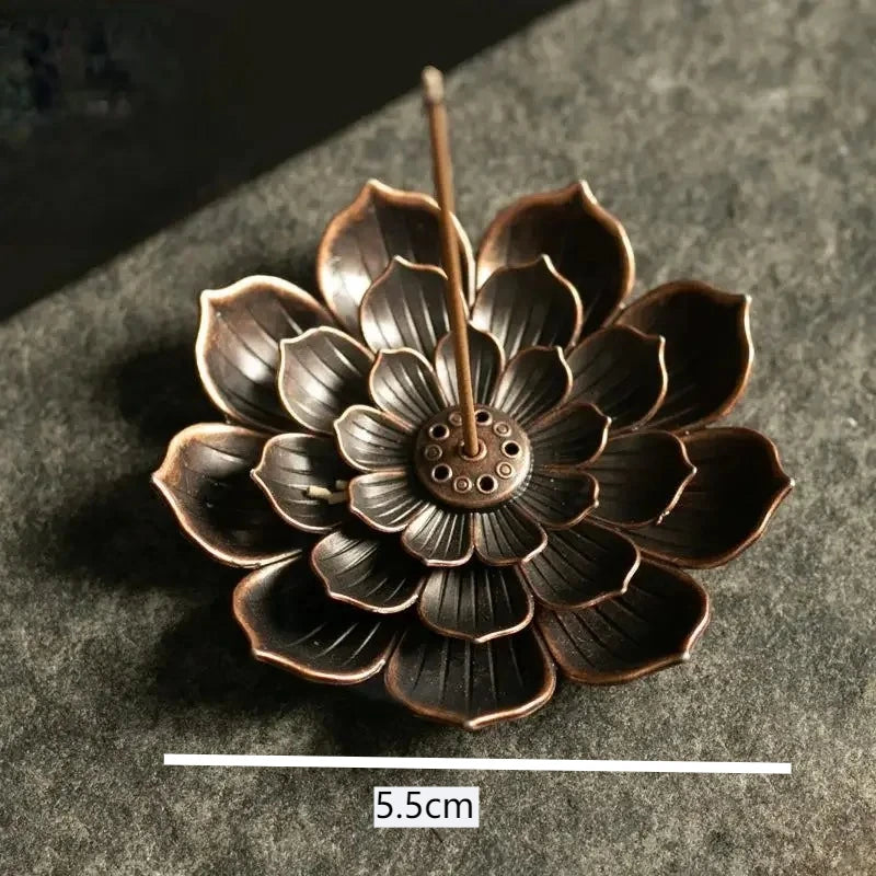 Alloy Incense Burner Stick Holder Buddhism Lotus Line Incense plate Sandalwood Coil Base Temples Yoga Studios Home Decoration