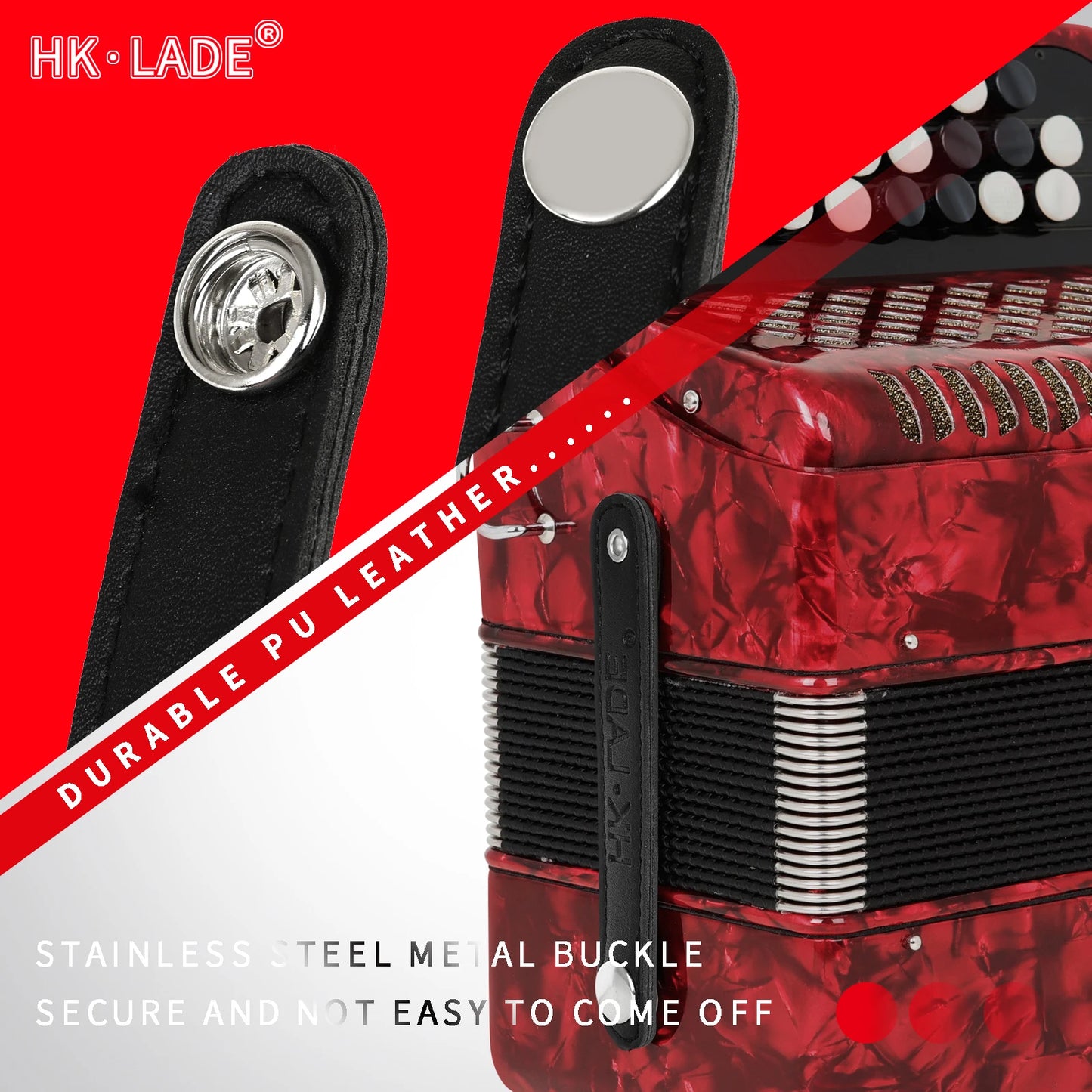 HK.LADE 2Pcs Accordion Bellows Strap Black PU Leather Super Wide Thick for BASS Accordion Shoulder Strap Accordion Accessories