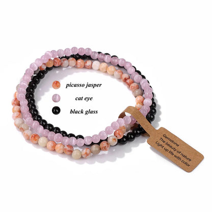 3pcs/Set Natural Stone Beaded Bracelet 4mm Lapis Lazuli Agat Bead Bracelets Couple Yoga Mini Bracelet for Men Women Jewelry Gift