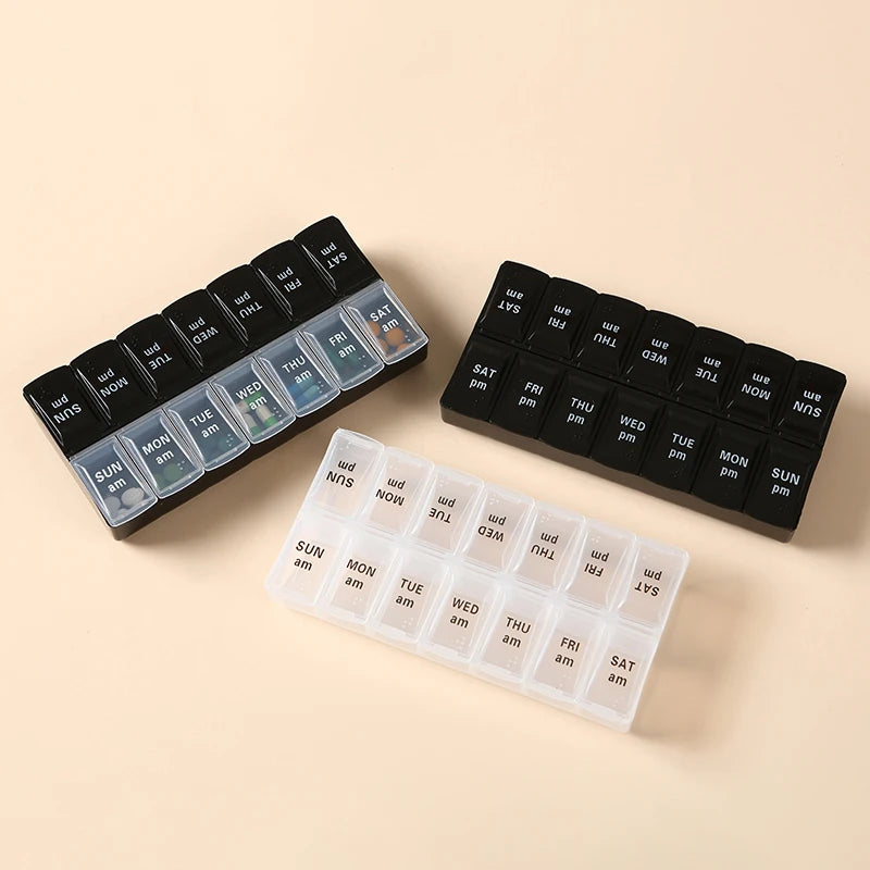 7Days a Week Pill Organizer Morning and Night Pill Holder Storage Box Splitter Travel Medicine Organizer Portable Medicine Boxes
