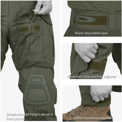Outdoor Tactical Pants Men Clothing Elasticity G3 Combat Pants +Knee Pads Airsoft Trousers Green Hunting Clothes Elasticity Pant