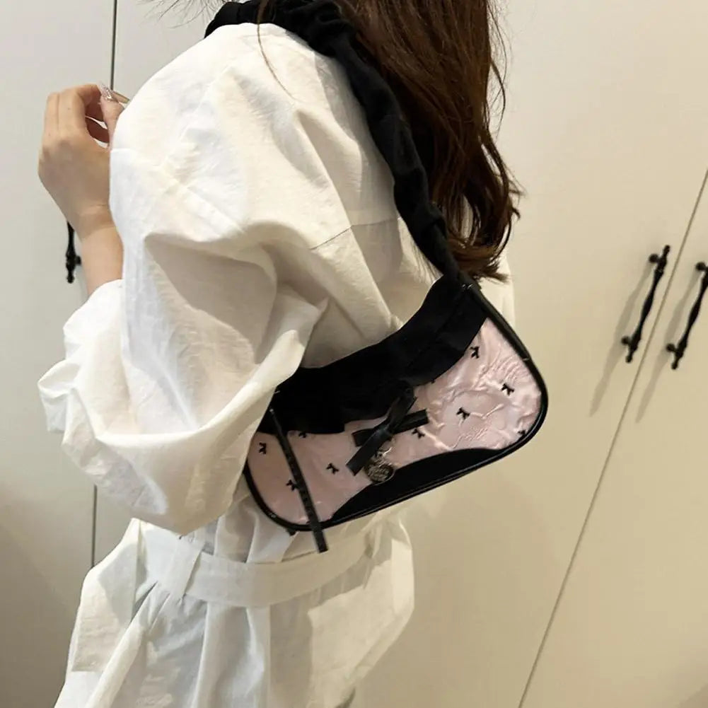 Fashion Grid Mini Handbag with Adjustable Shoulder Strap Korean Style Hand-held Commuting Bag Single-Shoulder Crossbody Underarm
