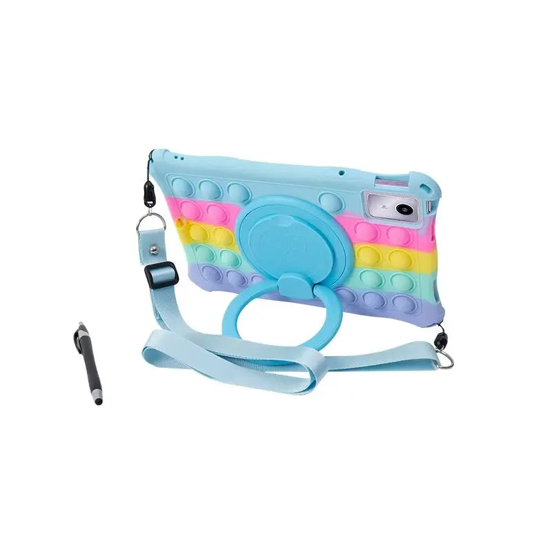Silicone Case for Lenovo Tab M11 11 inch TB331FC TB330FU Decompression Bubble Rotating Bracket Cover with Shoulder Strap & Pen