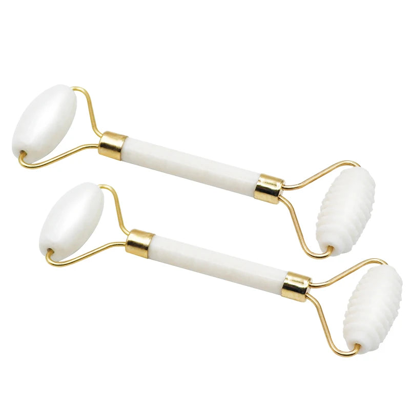 1pc Natural White Jade Roller Massager for Face Body Back Foot Massage Roller Facial Liftting Anti-wrinkle Double-end