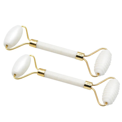 1pc Natural White Jade Roller Massager for Face Body Back Foot Massage Roller Facial Liftting Anti-wrinkle Double-end