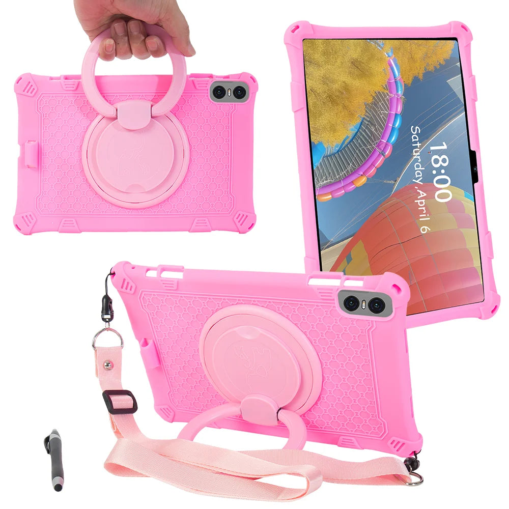 360 Rotating Case For Teclast T60 12" P50 T50 Pro 11" M50 Pro 10.1" Soft Silicone Stand Cover With Handle Grip Shoulder Strap