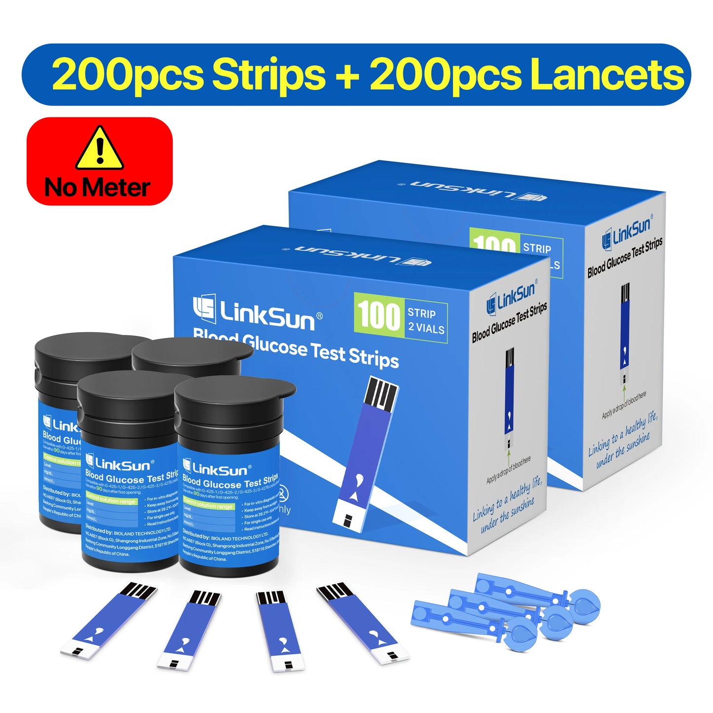 LinkSun G-425-1 Blood Glucose Meter 50/100 pcs Test Strips and Lancets Diabetes Medical  Glucosemeter Testing Blood Sugar Tester