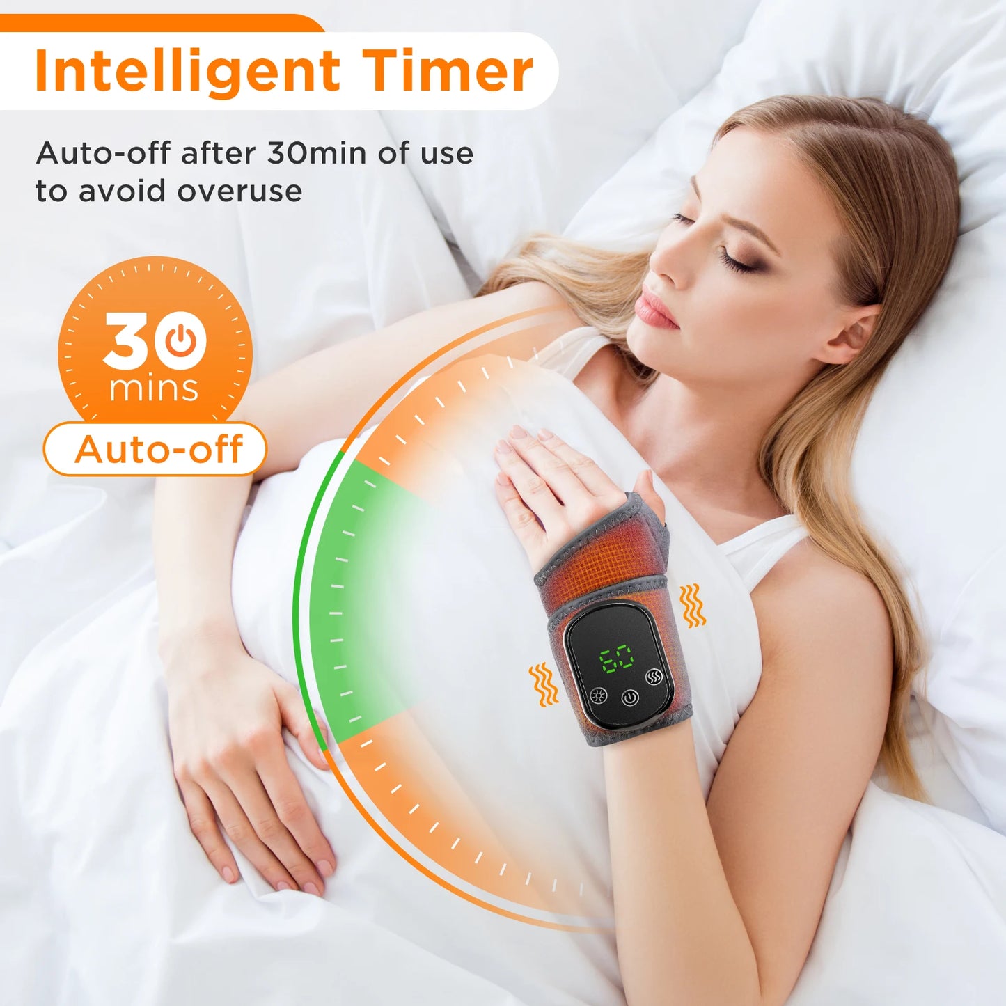 Cordless Wrist Hand Heated Massager Vibration Electric Hand Wrap Band Joint Wrist Support Brace Pain Relief Belt