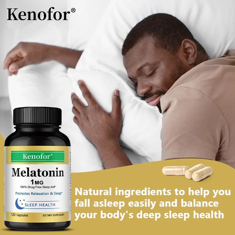 Melatonin Capsules 1 Mg - Promotes Relaxation and Sleep Health, Relieves Stress, Improves Insomnia, and Promotes Deep Sleep