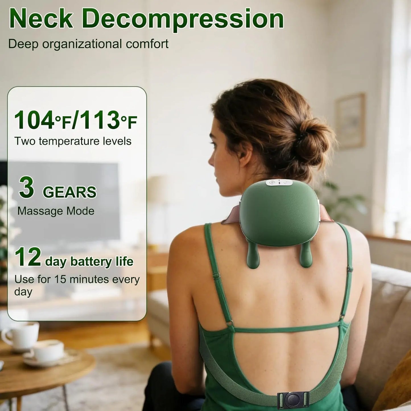 Wireless Neck And Back Massager with Heat 4D Kneading Shiatsu Deep Tissue for Shoulder Cervical  Trapezius Kneading Massage