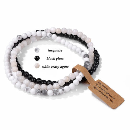 3pcs/Set Natural Stone Beaded Bracelet 4mm Lapis Lazuli Agat Bead Bracelets Couple Yoga Mini Bracelet for Men Women Jewelry Gift
